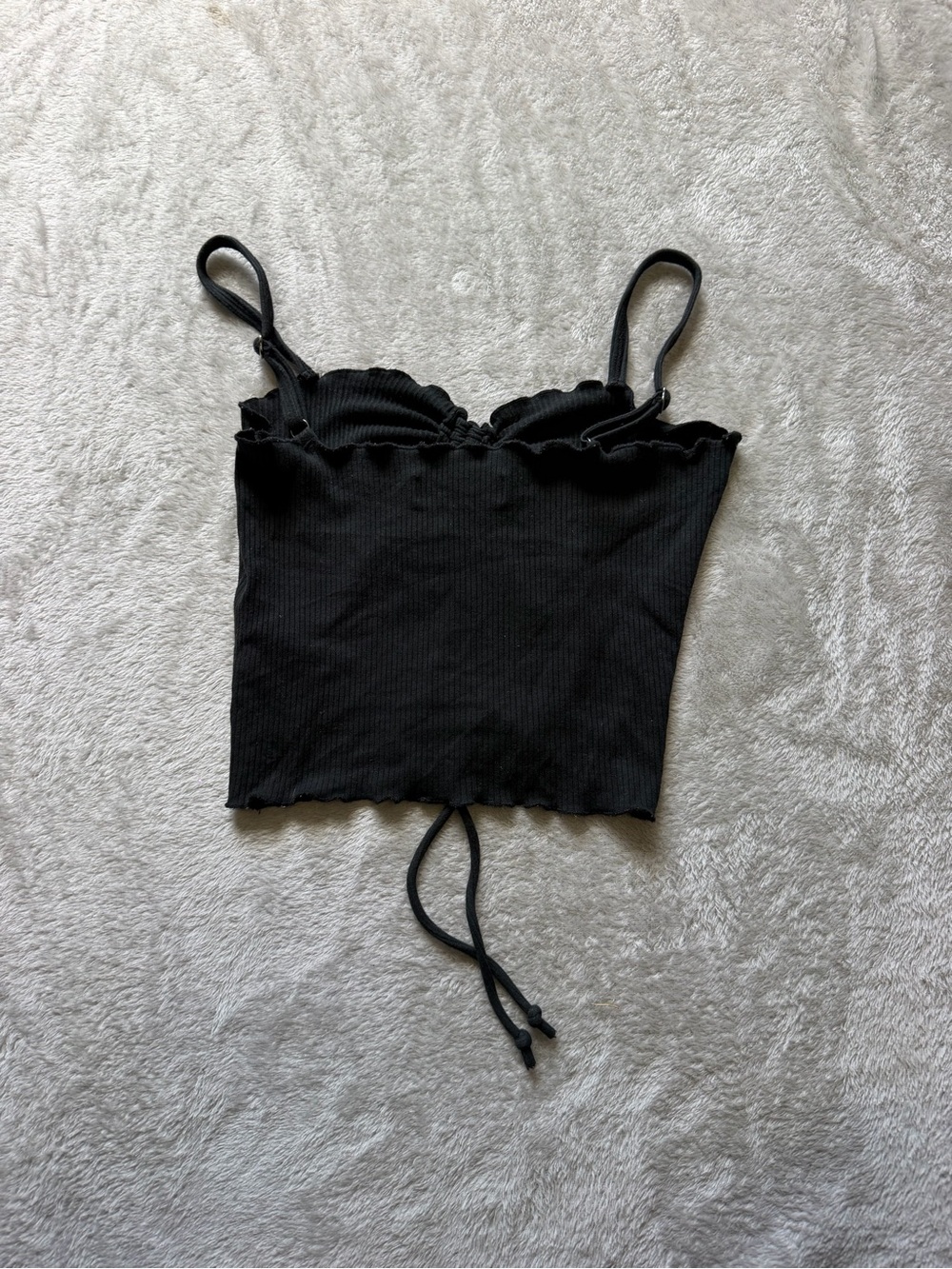 Hollister Black Ruched Drawstring Ribbed Cami - Picture 2 of 3